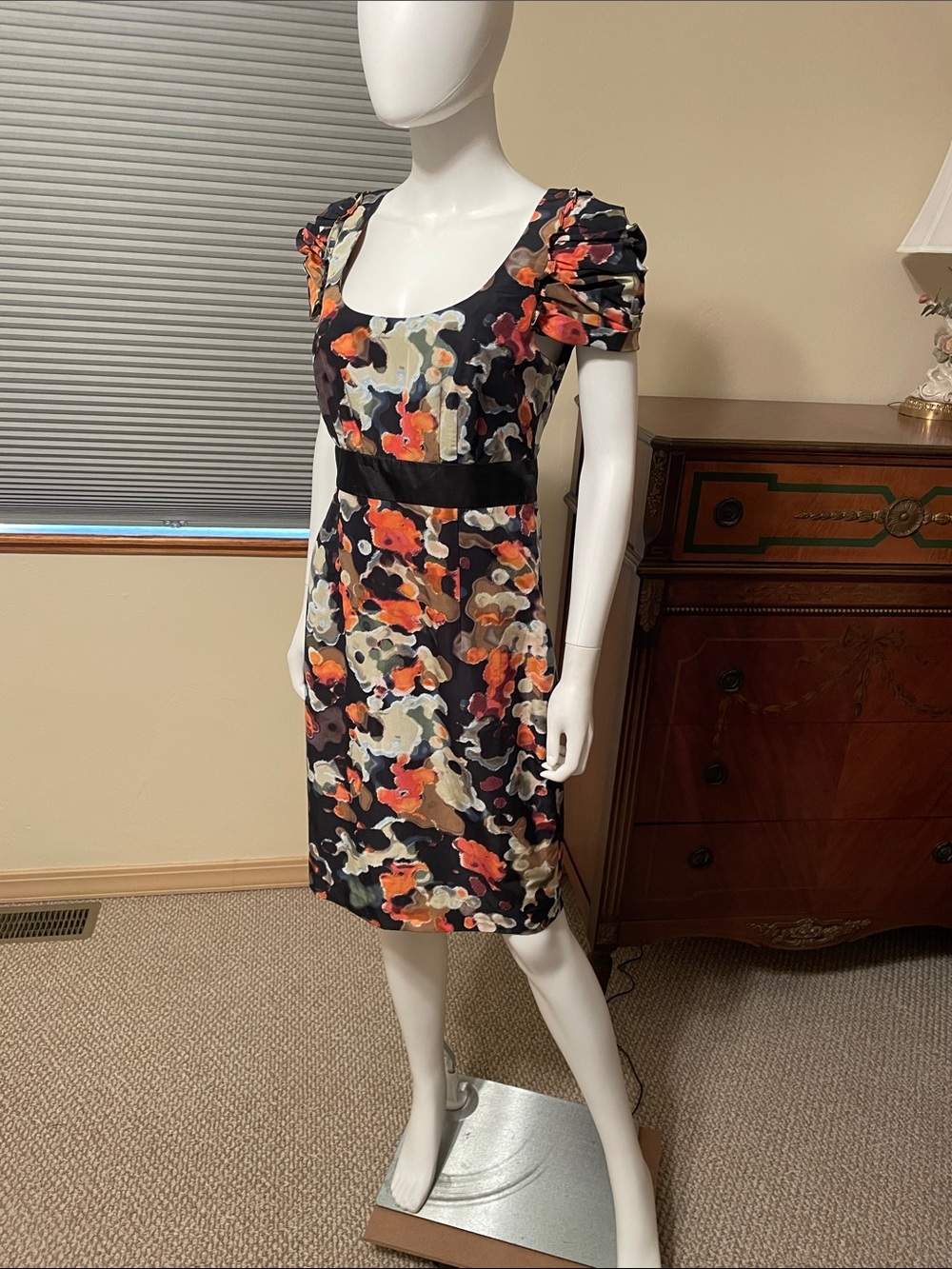 Anthropologie Moulinette Soeurs Pittore Silk Cotton Watercolor Floral Dress EUC